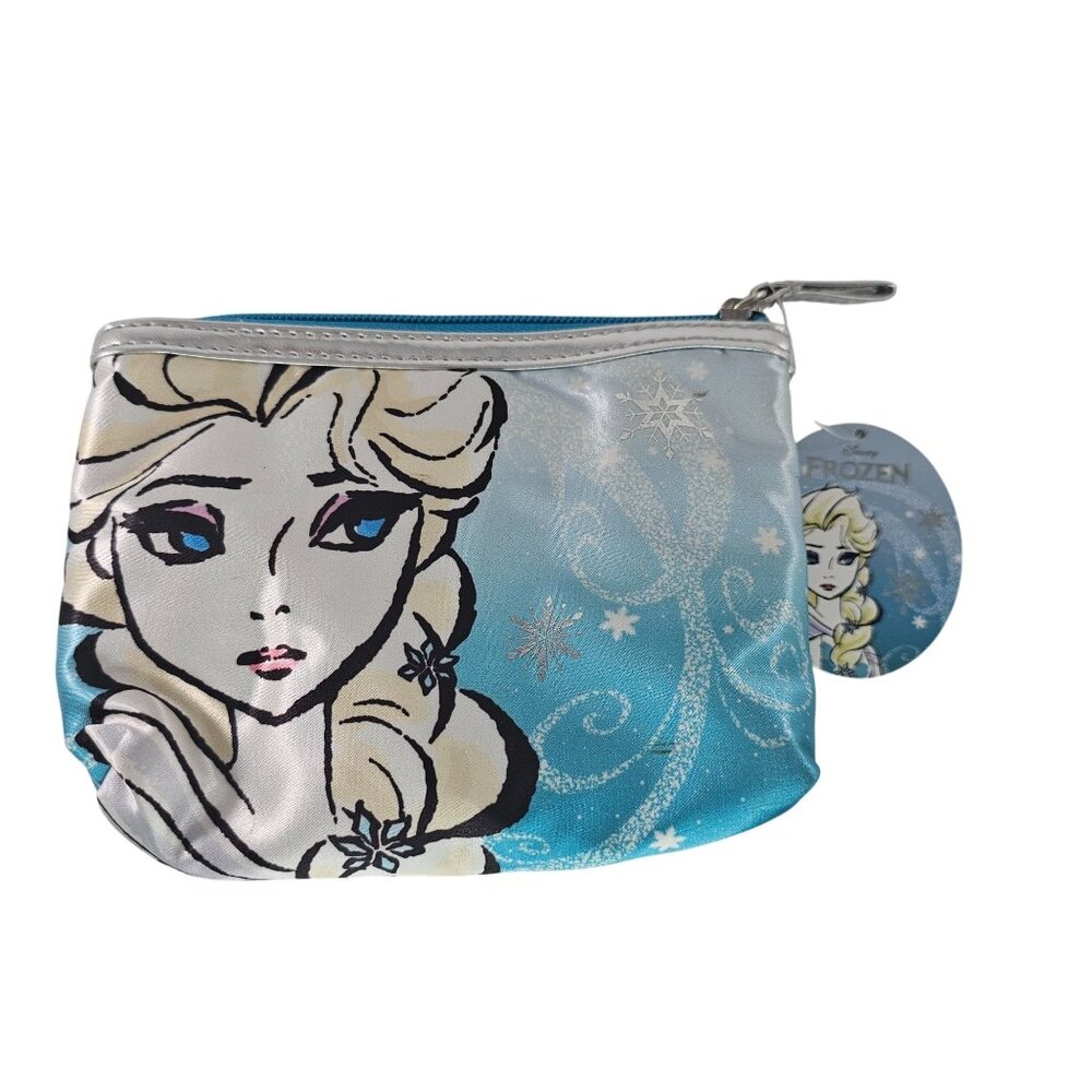 Disney Frozen Elsa Cosmetic Pouch By London Soho Beauty Small Blue White Zipper